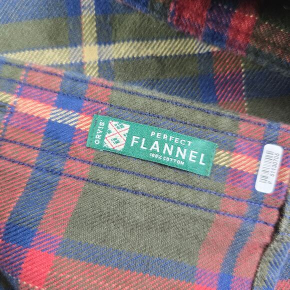 Orvis Perfect Flannel Button Shirt Men XXL Green Red Plaid Casual Workwear - Picture 2 of 10